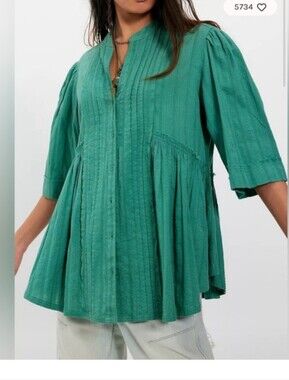 Free People We The Free Willow Button-Down Top - Bottle Green